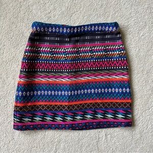 Topshop multicolor bright zigzag woven embroidered mini skirt